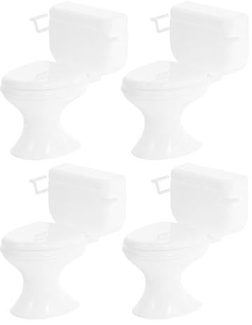 BESTYASH 4 Pièces Toilettes Miniatures pour Maison De Poupée Accessoires De Salle De Bain Modèle De Toilette Miniature Réaliste Décoration Compacte pour Scènes De Jeu Et Micro-Paysage