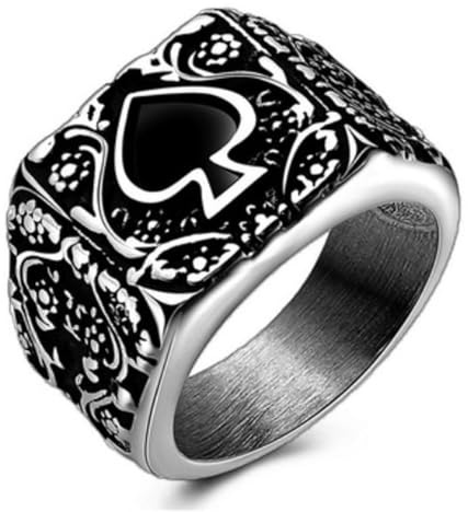 Jpltlvy Ace of Spades Edelstahlring für Herren/Damen Vintage Poker Design Schmuck Geschenk