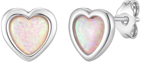 VNOX Optik Ohrstecker Damen mit Opal - Ohrringe Rund & Herz & Schmetterling Design, Hypoallergen Ohrstecker mit Schraubverschluss, Nickelfreier Schmuck für Damen Mädchen Kinder