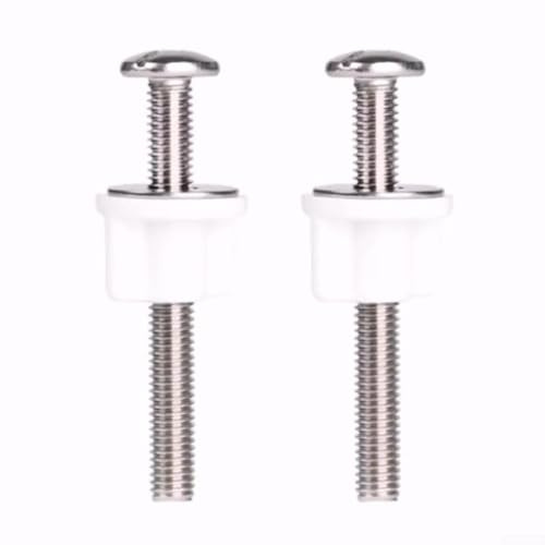 2Pcs Toilet Seat Lid Bolt Set, Stainless Steel M8 Screws with Strong Plastic Nuts and Spacers, Hinges and Fixings for Secure Installation(Slotted screw)