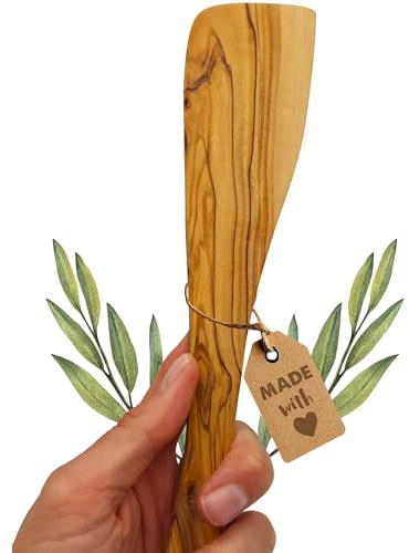 Lunexus Bethlehem Spatule en bois d'olivier 31 cm pour poêles à revêtement – Ustensile de cuisine en bois dur fait à la main – Hygiénique et facile d'entretien au quotidien et dans la cuisine