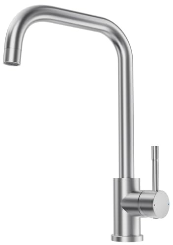 CECIPA Robinet de cuisine basse pression rotatif à 360° basse pression avec 3 raccords G3/8 pour chaudière, robinet d'évier en acier inoxydable 304, robinet de cuisine pour appareil sous évier