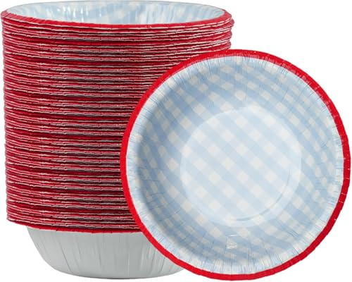 Suppenschalen Einweg 240 ml, 50 Stück, kariertes Design, extra dick | Auslaufsicher, schnittfest und mikrowellengeeignet. Ideal für Suppe, Müsli, Desserts, Snacks und kleine Mahlzeiten