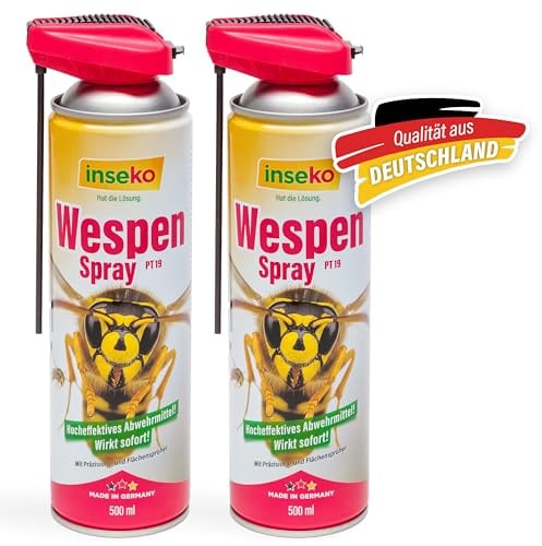 inseko Wespenspray mit Sprührohr 500ml - Profi Wespen-Abwehr Spray mit Sofortwirkung - Gegen Wespen & Wespennester - Schutz für Haus, Garten & Terrasse (PT19) (1000ml)