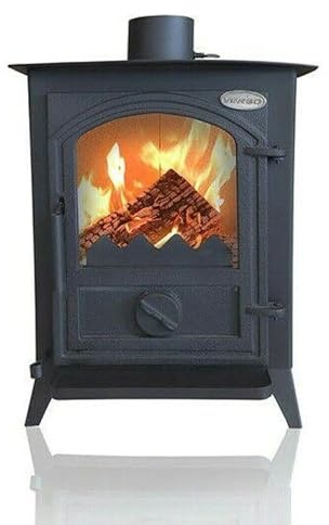 VERSO 1 CID Holzofen, 7,5 kW, 80,2% hoher Wirkungsgrad, Gusseisentür, Stahlkörper-Oberplatte (kein Vollguss), kompakte Heizung für 70-100 m³, umweltfreundlich, emissionsarm, 130 mm Rauchabzug