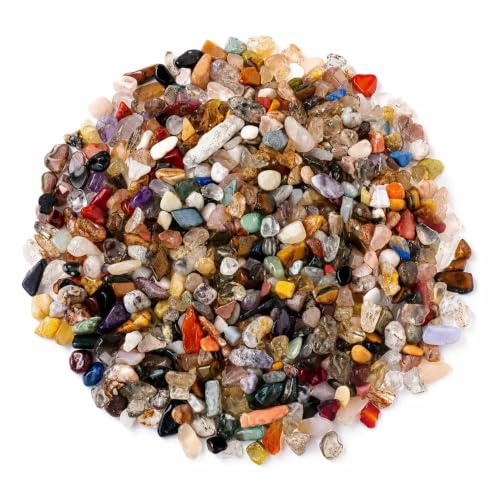 0.66lb/300g Natural Mixed Crystal Chips, 7-9mm Small Stones for Plant Pots | Coloured Crystal Chips Stone, Small Stones for Plant Pots, Fish Tank, Vase