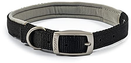 Ancol Viva Padded Soft Touch Dog Collar with Satin Buckle - Black - Adjustable Weatherproof Comfortable Pet Neckband - 50-59cm Size 7