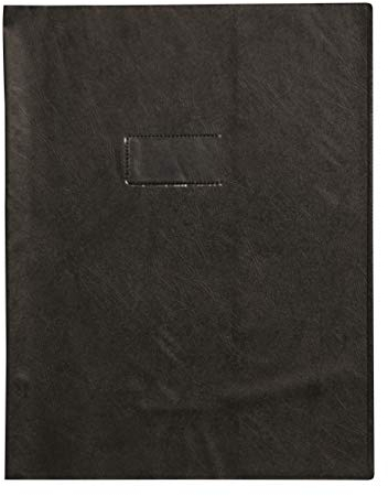 Clairefontaine 72407C - Heftumschlag Calligraphe DIN A4+ 24x32 cm, mit Lederoptik, Etikettenhalter, blickdicht, Schwarz, 1 Stück