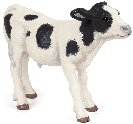 Papo - Realistic Black And White Calf Figure - Ages 3+ - Farm Life Collection - Educational Play Young Farm Animals - Gift Idea Toy for Girls and Boys