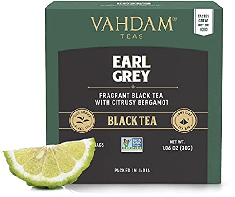VAHDAM, Earl Grey Citrus Black Tea (15 Bustine Di Tè Nero Piramidico) 100% Naturali: Tè Nero Miscelato Con Olio Naturale Di Bergamotto | Aromatico E Delizioso, Preparalo Come Tè Caldo O Freddo