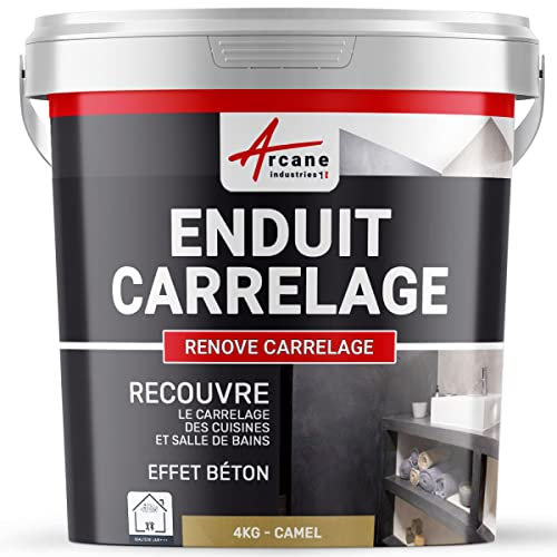Enduit carrelage, salle de bain, cuisine, mural et sol, recouvre et rénove, faïence, masquage, renove carrelage - 4 kg (environ 2,6 m²) Camel - ARCANE INDUSTRIES