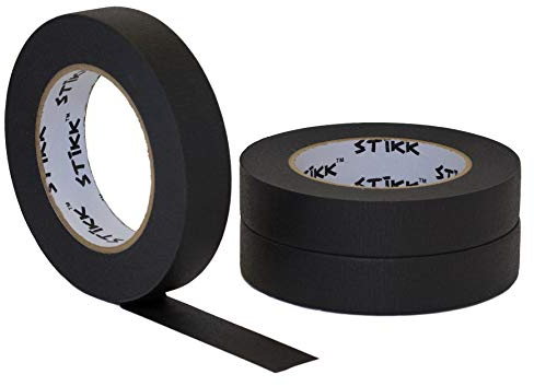 STIKK 3 Stück 1 Zoll x 60yd Schwarz Maler Band 14 Tag Einfach Entfernung Trim Kantenbearbeitung Dekorative Masking Tape (0,94 in 24 mm) Kennzeichnung