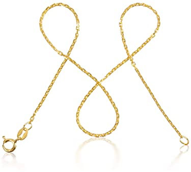 modabilé Ankerkette Damen Halskette Vergoldet 925 Sterling Silber (40cm 1,55mm breit) Goldkette ohne Anhänger zart Goldene Kette Frauen Vergoldete