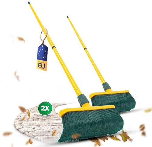 Novaliv Krallenbesen Set 40 cm Kunststoff mit Stiel Schneebesen Kratzbesen Rasenbesen Besen für draußen Outdoor Garden Broom (2, 40 cm Besen mit Stiel)