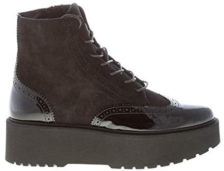 Hogan Donna H355 Stivaletto Stringato Derby in camoscio e Vernice Nero. Zeppa 5 cm Color Nero Size 36.5