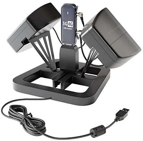 Xoro 2003 LTE Antenne MiMo Innenantenne für USB Surfstick - Multiband Duo Antenne mit 7-11 dBi Verstärkung für 4G LTE Surf Stick mit CRC9 Anschluss für Aller Netze 800/1800 / 2600 MHz