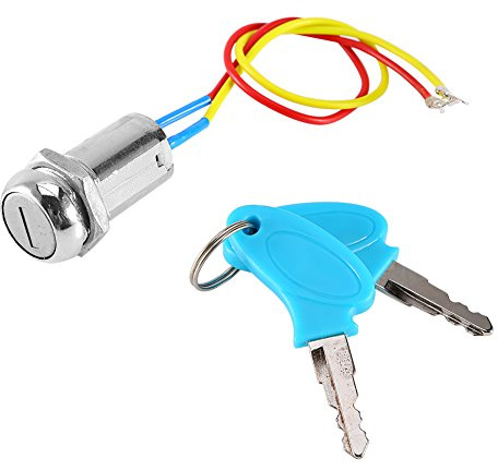 Universal Ignition Switch 2 Wire with 2 Keys, Ignition Lock Switch Metal Construction, Replacement Starter Switch for Electric Scooter, ATV, Moped, Go Kart, Motorcycle