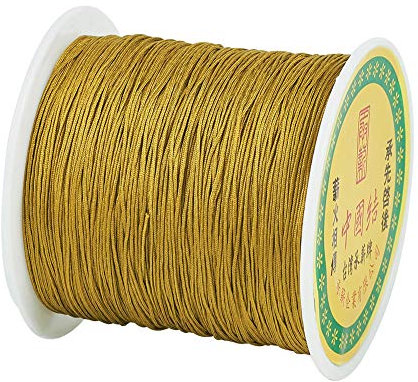 Cheriswelry - Filo di nylon intrecciato setoso cinese, ideale per perline, macramè, gioielli fai da te, 137 metri, 0,5 mm, oro