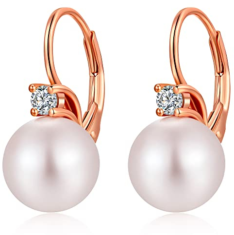 Perlenohrringe Hängend Ohrringe Rosegold Damen Perlen Ohrringe Hängend Rosa Perlenohrringe Silber 925 Creolen mit Perle