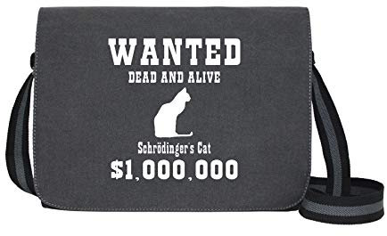 Wanted Dead and Alive - Umhängetasche Messenger Bag für Geeks und Nerds mit 5 Fächern - 15.6 Zoll, Schwarz Anthrazit