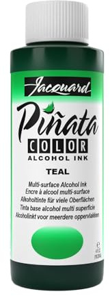 Jacquard Pinata Alcohol Ink - Teal - Professional and Versatile Ink that Produces Color Saturated and Acid-Free Results - 4 Fluid Ounces - Made in The USA
