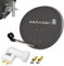 Zehnder 60cm Spiegel Schüssel Stahl + LogiSat Twin LNB | 2 Teilnehmer HD Digital SAT Anlage Set anthrazit | DVB-S/S2 Full HDTV 3D 4K Ultra HD UHD Empfang