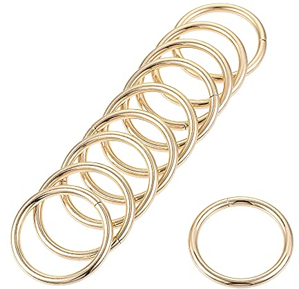 sourcing map 10 Stück O Ringe 1(25mm) Metall für Riemen Taschen Gürtel DIY Handwerk Gold Ton