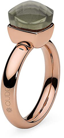Qudo Firenze Bague en acier inoxydable or rose avec pierre de quartz fumé (gris), Acier inoxydable, Aucune pierre précieuse