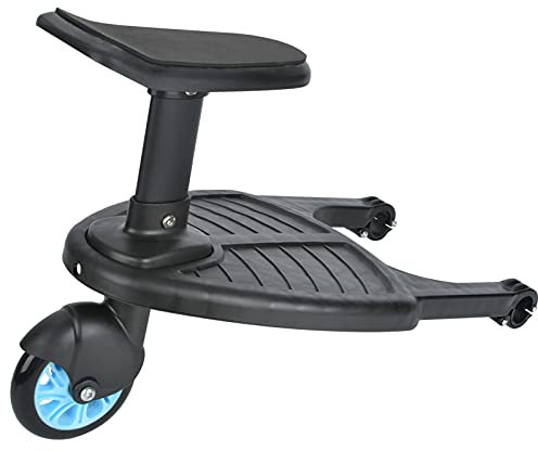 Shoze Buggy Board with Seat Buggy Board Compatible With Pushchairs Extra-Large Platform Kiddy Board Standing Board Seat Children Stand Pedal for 2-7Years Old Blue (Non-Universal)
