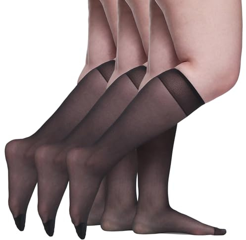 Berkshire 6728 Women's All Day Sheer Knee Highs – Reinforced Toe 20 Denier Nylon Stockings - 3 Pair Pack