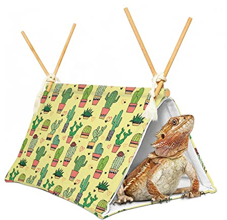 Bearded Dragon Tent Bed,Cactus Pattern Reptile Bearded Dragon cage/hides and Caves/Habitat Hideout… (Cactus 1)