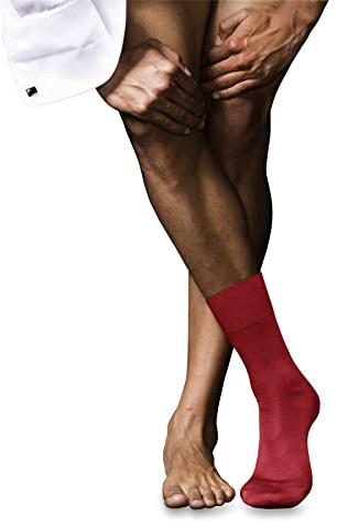 FALKE Herren Socken No. 6 M So Wolle Seide einfarbig 1 Paar, Rot Cardinal 8156, 39-40