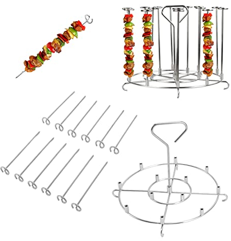 Soporte para Pinchos Pinchos de Acero Inoxidable Soporte para Colgar Freidora de Aire Parrilla Accesorios Barbacoa Pinchos Soporte Juego de 12