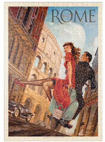 MyPuzzle Italien: Rom mit der Vespa, Vintage Poster - Premium 500 Teile Puzzle - MyPuzzle Sonderkollektion von Anderson Design Group