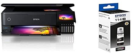 Epson EcoTank ET-8550 A3 Print/Scan/Copy Wi-Fi Photo Ink Tank Printer, With Up To 2 Years Worth Of Ink Included & - 114 EcoTank Photo Black Ink Bottle