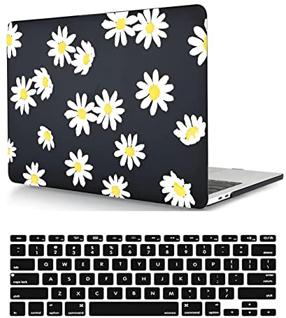 Laptop Hülle für Neues MacBook Air 13 Zoll A1932 A2179 A2337 M1 mit Retina Display and Touch ID 2020 2019 2018 Freisetzung, Plastik Schützend Hartschale Case Cover & Tastaturschutz, Gänseblümchen