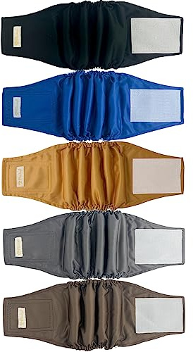 BLIWINPT Wiederverwendbare Hundewindeln für männliche Hunde, hohe Saugkraft, hochwertig, waschbar, Bauchband für männliche Hunde, 5 Packungen (L, 35,6 cm – 45,7 cm Taille)