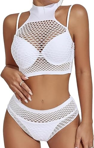 Buitifo Damen Dessous-Sets Sexy Lingerie Fischnetz Sexy Bodys Nachtwäsche(weiß WB,Einheitsgröße)