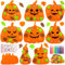 Lets Joy 16 Stück DIY Kürbis Bastelset, Herbst Basteln für Kinder, Deko Set Mit Schaum Aufkleber, Strasssteinen, Ahornblatt, Stift - Herbst Dekorationsset