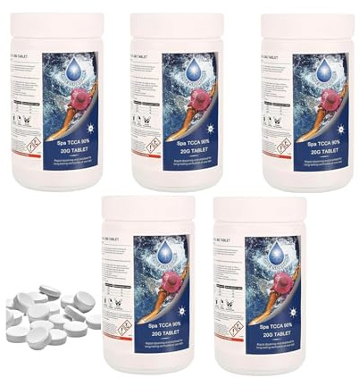 5 Kg Stabilised Chlorine Tablets 250 x 20g Slow Release Dispenser | for Hot Tubs, Swimming Pools, Spas, Paddling Pool Water Cleaning and Sanitising