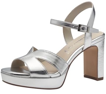 Tamaris Damen 1-28349-42 Sandalette Mit Absatz, Silber, 38 EU