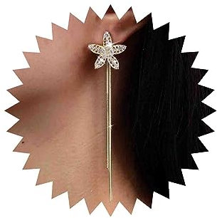TseenYi Pendientes De Flores De Cristal Larga Cadena De Borlas Pendientes De Oro Cz Flor De Diamantes De Imitación Pendientes De Flores Boho Cadena De Flecos Joyas Para Mujeres Y Niñas Regalos