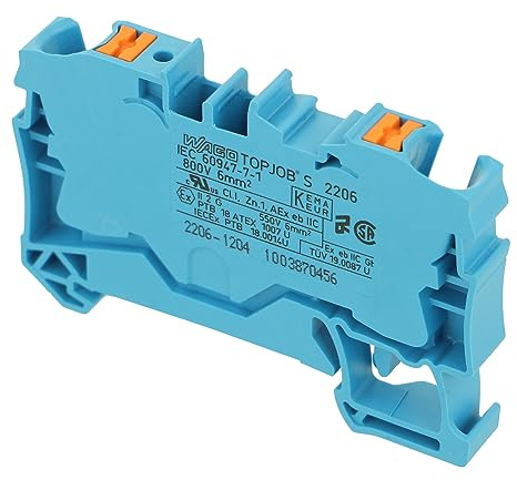 WAGO 2206-1204 2-CONDUCTOR THROUGH TERMINAL BLOCK WITH PUSH-BUTTON 6 MM?, BLUE