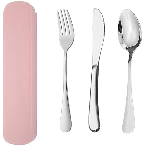 YUDANSI Camping Besteck Set, 4Teiliges Edelstahl Besteck Messer Gabel löffel Für Reise,Picknick,Büro,Schule, Tragbare Büro Und Schule Lunch Edelstahl Bestecks, Outdoor Besteck Camping Reisebesteck Set