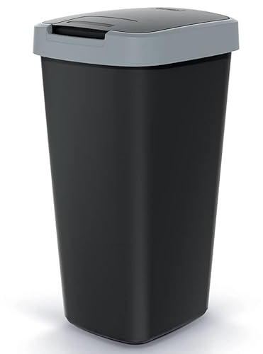 Mülleimer Müllbehälter Abfalleimer Biomülleimer mit Deckel Abfallsammler Mülltonne 37 x 26 x 19,5cm Papierkorb Schwingeimer (Grau 12L)