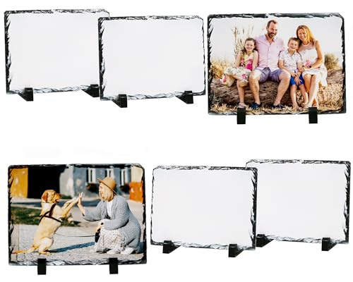 Sunnyglade 6 Pack 5.9x7.9 Inch Sublimation Slate Blanks Rock Photo Frame