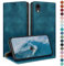 HUOUH for iPhone XR 6,1 Wallet case with RFID Blocking PU Leather,Credit Card Holder,Flip Folio Book Phone cases Shockproof Cover Women Men for Apple XR case Teal