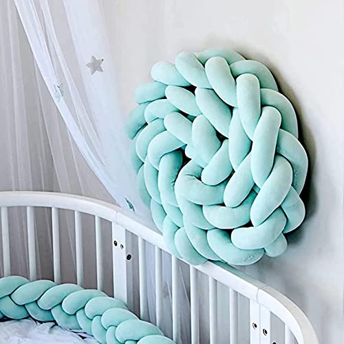 PTKG Bettschlange Umrandungen Geflochten Bettkantenschutz Baby Nestchen Bettrolle Stillkissen, Geflochten Bettschlange Nestchen Babybett Knotenkissen, Deko Kissen Für Schlafzimmer Wohnzimmer,A09,1.5m