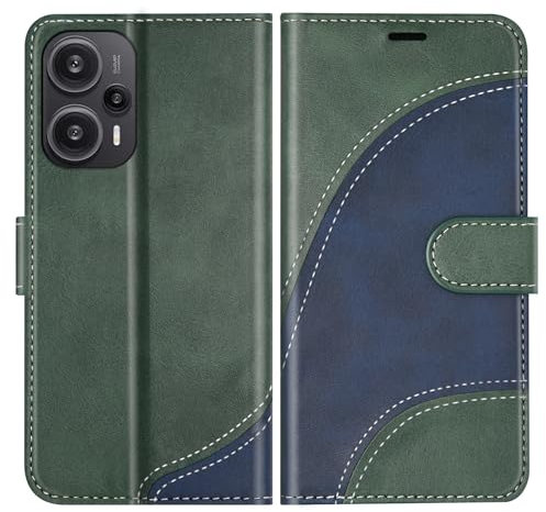 BoxTii Coque pour Xiaomi Poco F5 / Redmi Note 12 Turbo, Housse en Cuir PU Pochette de Portefeuille, Magnétique Étui de Protection Housse Coque pour Xiaomi Poco F5 / Redmi Note 12 Turbo, Vert