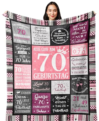 Yesbird 70 Geburtstag Frauen, 70 Geburtstag Deko, 70. Geburtstag Frauen, Geschenke zum 70 Geburtstag Frau, Geschenk 70. Geburtstag Frau Decke 150x130CM